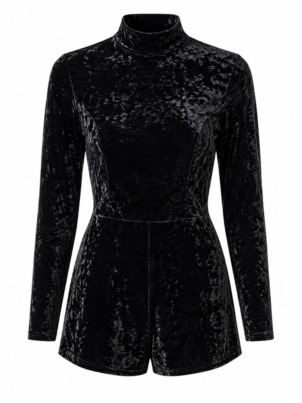 Forever 21 Black Velvet Long-Sleeve Romper - Picture 1 of 2